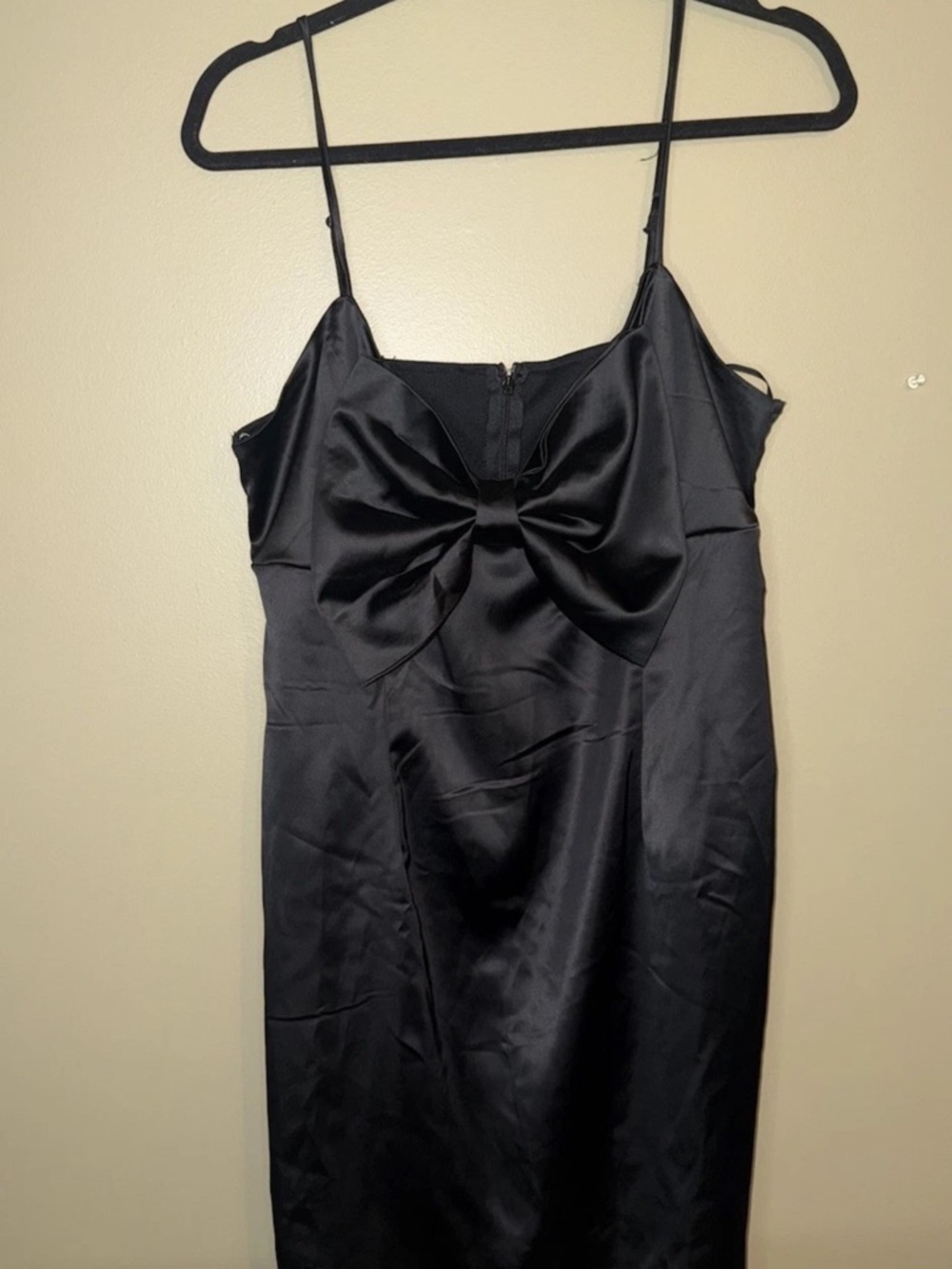 NWT Forever 21 Black Satin Bow Mini Dress Women’s XL
